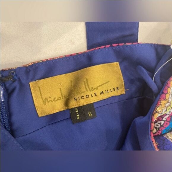 Nicole Miller Silk Sheer Metallic Aztec Cleopatra Multicolor Goddess Maxi Size 6 - Picture 11 of 14